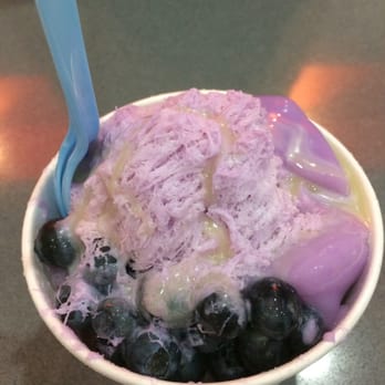 Salju Dessert - Taro Shaved Snow w/ Taro Pudding, Blueberries, and Condensed Milk. GET IT! - Desserts Near Me - Alhambra, California