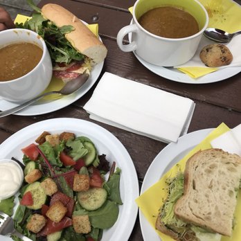 The Last Drop Cafe - Two Vegan Out sourdough sandwiches, Sassy Salami Sub, side salad and lentil soups. - Bakeries Near Me - Claremont, California