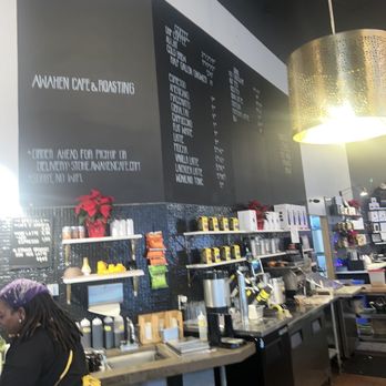 Awaken Cafe & Roasting - Behind the register/menu board - Coffee & Tea Near Me - Oakland, California Awaken Cafe & Roasting - Behind the register/menu board - Coffee & Tea Near Me - Oakland, California