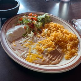 Beans, rice, and extra condiments. Very good Beans, rice, and extra condiments. Very good