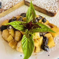 Indigo - Yummy cinnamon, apple, raisin side to my Brioche French toast.... Delicious!