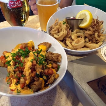 Nico's Pier 38 - Ahi Belly (left) & Calamari - VN - Seafood Near Me - Honolulu, Hawaii