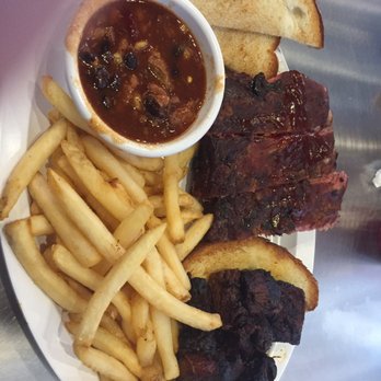 Oklahoma Joe's - Burnt ends and ribs dinner with beans and fries - Barbeque Near Me - Omaha, Nebraska Oklahoma Joe's - Burnt ends and ribs dinner with beans and fries - Barbeque Near Me - Omaha, Nebraska