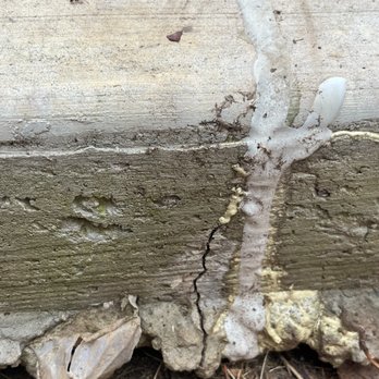 Blue Tide Exteriors - Notice the plastic bag that his workers poured the concrete on top of?  I tried to remove the piece of bag but it is embedded. - Roofing Near Me - Shreveport, Louisiana