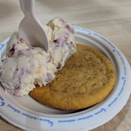 Snickerdoodle cookie with blueberry cream pie ice cream