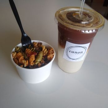 Canon Coffee - Pasta salad, and The Musician (coconut machiatto) - Coffee & Tea Near Me - Apopka, Florida