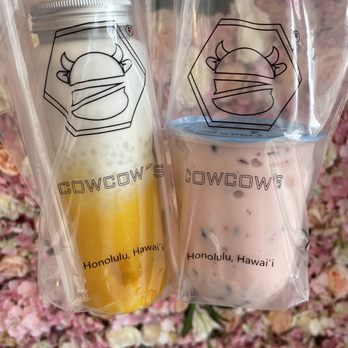 Cowcow’s Tea - Mango Sago & Strawberry Purple Rice - Bubble Tea Near Me - Honolulu, Hawaii