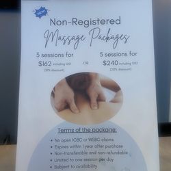 Columbia Integrated Health Centre - July 2026. Non RMT massage pricing.