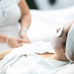 Serve The Goddess - One of our clients enjoying a facial at a Bridal Shower.
