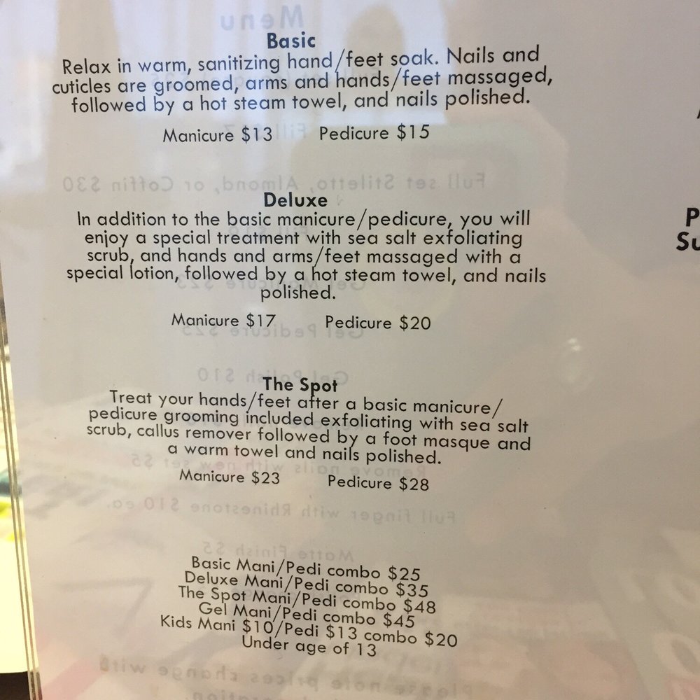 G Spot Nails - The menu part 1. - Nail Salons Near Me - Pacoima, California