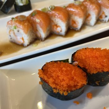 Mafia Sushi - Pink lady roll and tobiko nigiri - Sushi Bars Near Me - Katy, Texas Mafia Sushi - Pink lady roll and tobiko nigiri - Sushi Bars Near Me - Katy, Texas