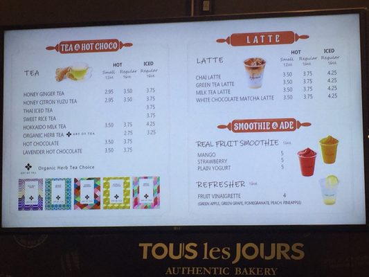 Menu photo 7 Tous Les Jours Los Angeles, CA