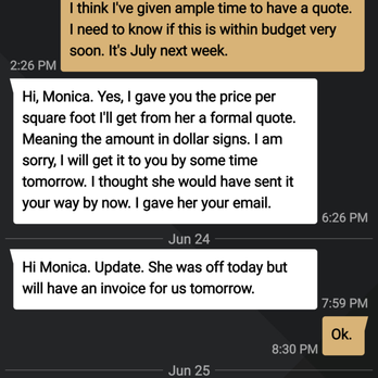 Catherine Scerbo Events - June 23rd - Still no quote. Proved she didn't ask the vendor initially if she had to wait for the vendor to be in. - Wedding Planning Near Me - Jersey City, New Jersey