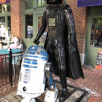 Mellow Mushroom - a statue of a darth vader and r2d2 - Pizza Near Me - Huntsville, Alabama Mellow Mushroom - a statue of a darth vader and r2d2 - Pizza Near Me - Huntsville, Alabama