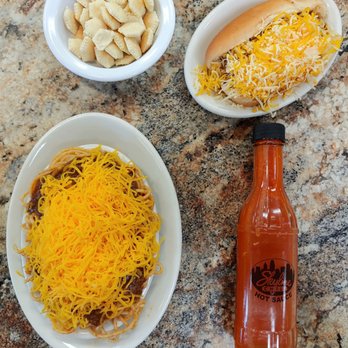 Skyline Chili - Junior three-way with the hot sauce before the cheese. Coney with @skyline sauce and habanero cheese! - Fast Food Near Me - Indianapolis, Indiana