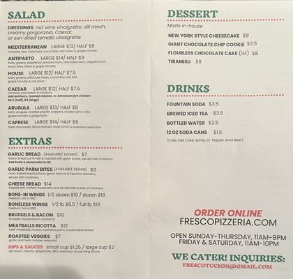 Menu photo 5 Fresco Pizzeria Tucson, AZ