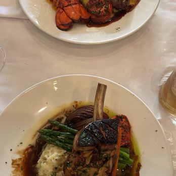 Lahaina Grill - Marcho farms center cut 12 oz . all natural veal chop (bottom). Surf and turf (top) - Seafood Near Me - Lahaina, Hawaii