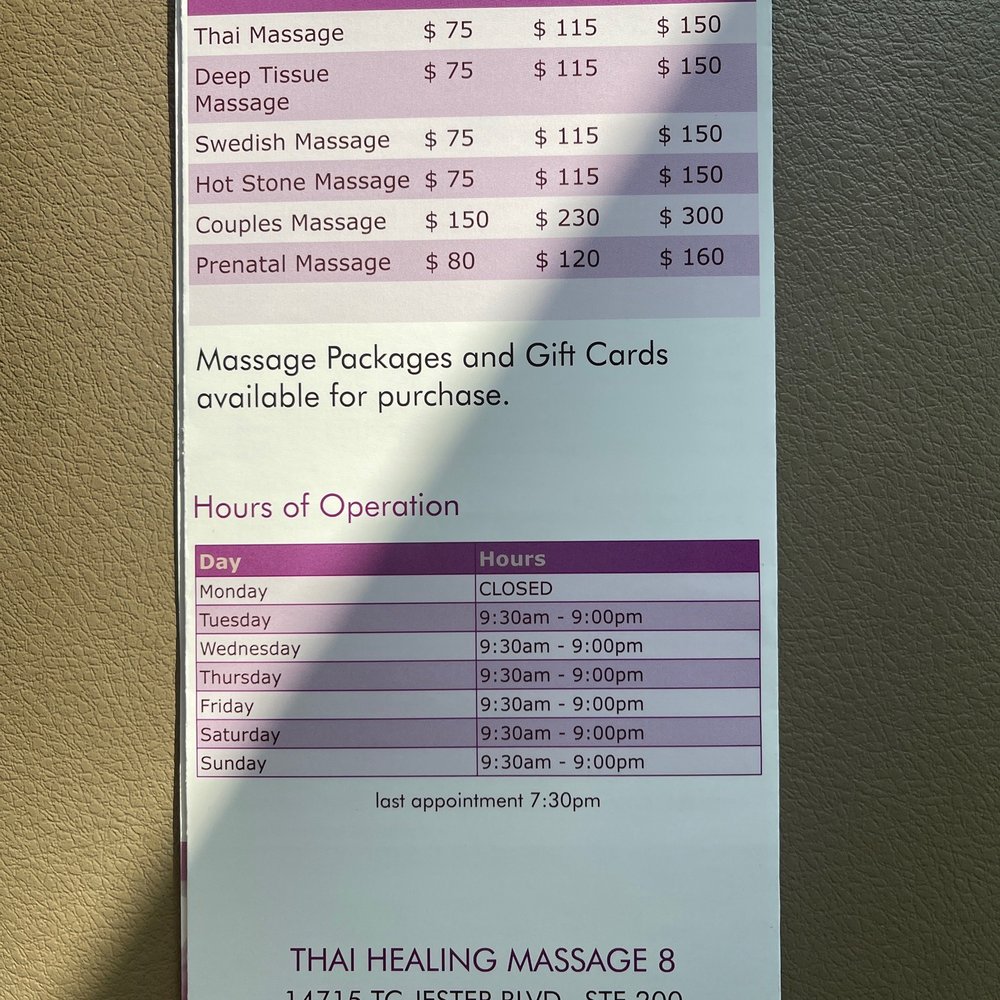 Price list / type of massage Price list / type of massage