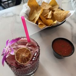 El Santo Tacos and Tequila - Margarita and chips and salsa