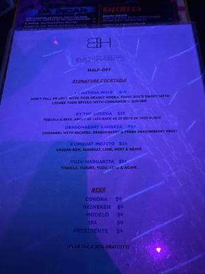 Menu photo 4 Bad Habits Astoria, NY