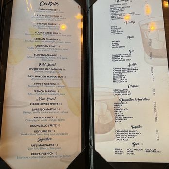 Acqua Di Mare - Cocktail Menu - September 2024 - Mediterranean Near Me - Chandler, Arizona