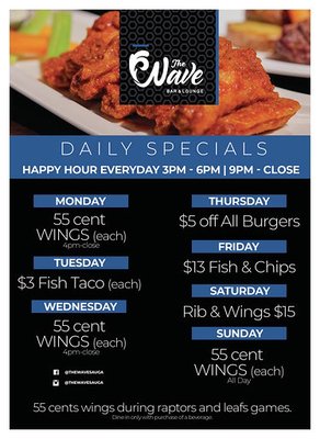 Menu photo 1 The Wave Bar & Lounge Mississauga, ON Menu photo 1 The Wave Bar & Lounge Mississauga, ON