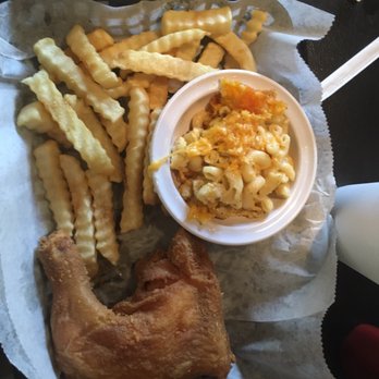 Hannibal's Kitchen - Fried chicken quarter with fries and Mac and cheese - Barbeque Near Me - Charleston, South Carolina