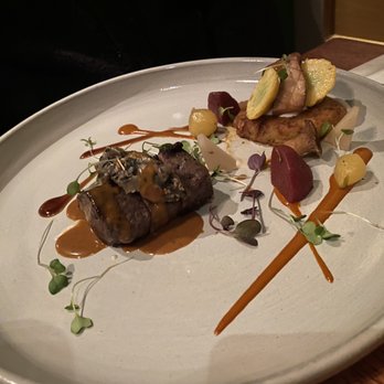 All Spice - Thick-cut imperial strip loin steak (potato roesti, watermelon radish, turnip, sunchoke, citrus gastrique, seasame-eggplant condiment) - Indian Near Me - San Mateo, California