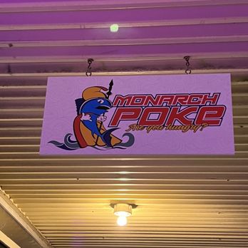 Monarch Poke - Sign just in front of the door. - Hawaiian Near Me - Aiea, Hawaii