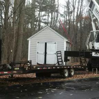 Wally's Tree and Crane Service - Relocating a shed for repeat customer - Tree Services Near Me - Greenville, New Hampshire Wally's Tree and Crane Service - Relocating a shed for repeat customer - Tree Services Near Me - Greenville, New Hampshire