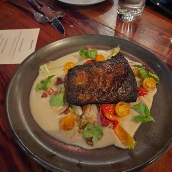 Odd Duck - Redfish and eggplant puree - American Near Me - Austin, Texas