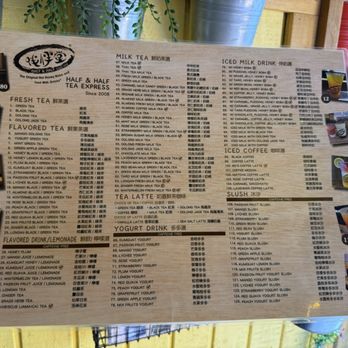 Half and Half Tea Express - menu (dec 2025) doesnt have prices - Coffee & Tea Near Me - Arcadia, California