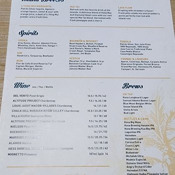 Mea Inu Beach Bar & Grill - Drink menu - American Near Me - Lihue, Hawaii