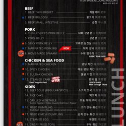 Lunch buffet menu