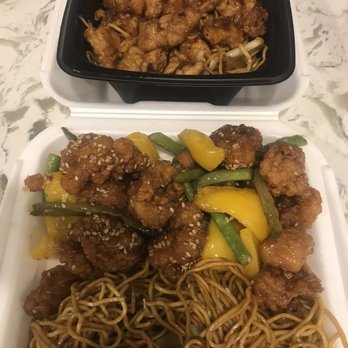 Panda Express - Orange chicken and honey sesame chicken with chowmein. - Chinese Near Me - Mississauga, Ontario