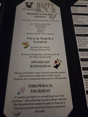 Menu photo 1 Basin Martini Bar Klamath Falls, OR