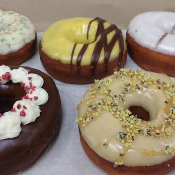 Donut Dynamite - Ginger mint (top left). Mango lilikoi. Vanilla bean. Red velvet. Miso honey. All very different but equally good! No... I'm not addicted - Donuts Near Me - Wailuku, Hawaii Donut Dynamite - Ginger mint (top left). Mango lilikoi. Vanilla bean. Red velvet. Miso honey. All very different but equally good! No... I'm not addicted - Donuts Near Me - Wailuku, Hawaii