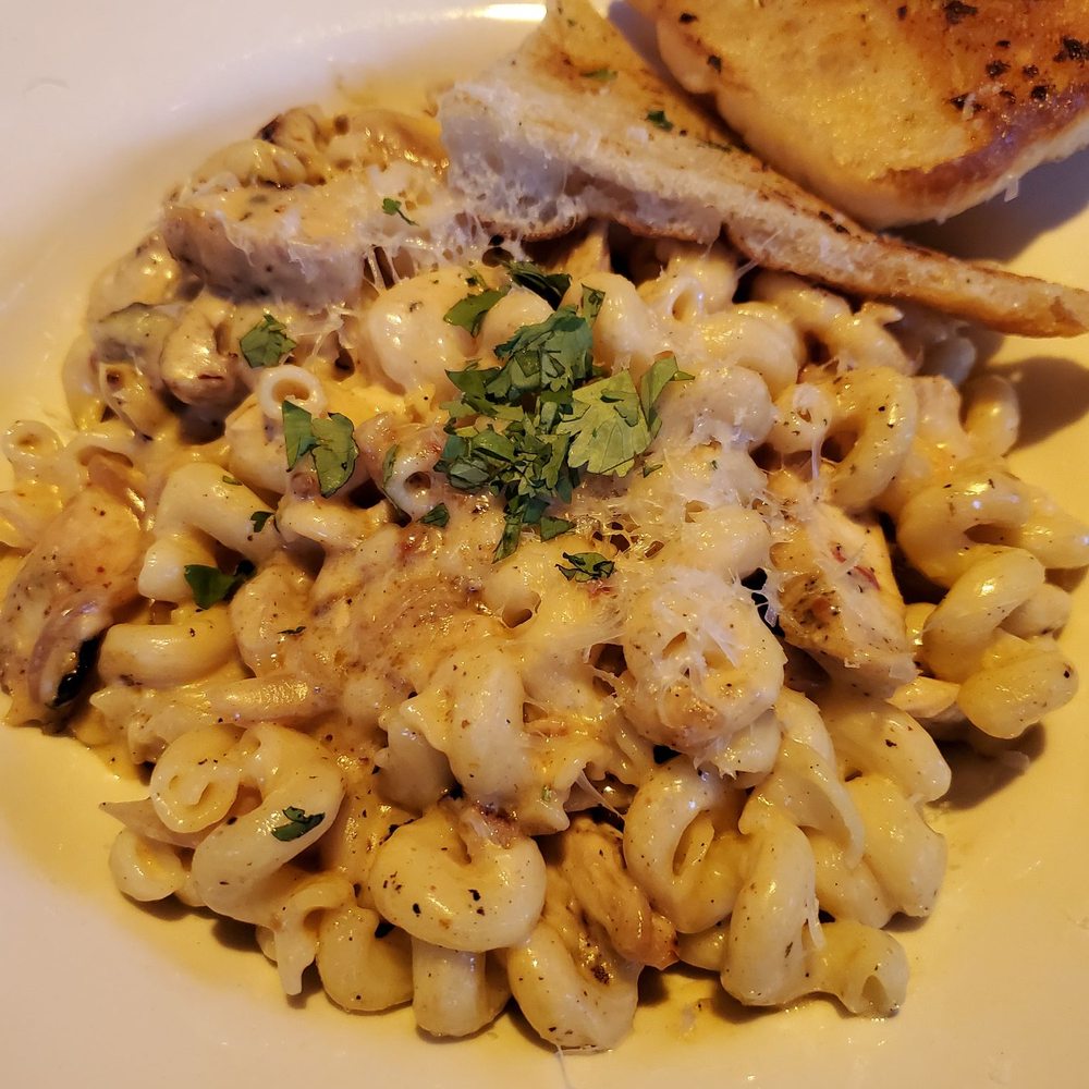Bubba's 33 - Chipotle chicken + shrimp pasta: chicken, shrimp, peppers, onions + mushrooms in a spicy chipotle cream sauce, topped w/cilantro + parm. - Pizza Near Me - Chesapeake, Virginia Bubba's 33 - Chipotle chicken + shrimp pasta: chicken, shrimp, peppers, onions + mushrooms in a spicy chipotle cream sauce, topped w/cilantro + parm. - Pizza Near Me - Chesapeake, Virginia