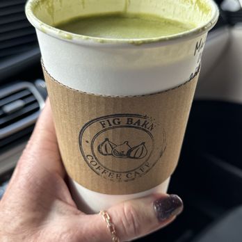 Fig Barn Coffee Cafe - Matcha Latte with oat milk, and two raw sugars, love that their base is not sweetened, so you can add your favorite sweetener. - Cafes Near Me - Plymouth, California