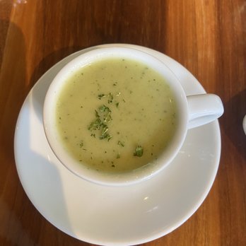 Bistro Menil - Zucchini based cold Demitasse Cup Of Soup Du Jour - Bars Near Me - Houston, Texas Bistro Menil - Zucchini based cold Demitasse Cup Of Soup Du Jour - Bars Near Me - Houston, Texas