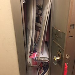 US Post Office - This is just one days worth of mail. I guess it's TOO difficult to insert the mail all at one time so she wouldn't have to cram it in on top