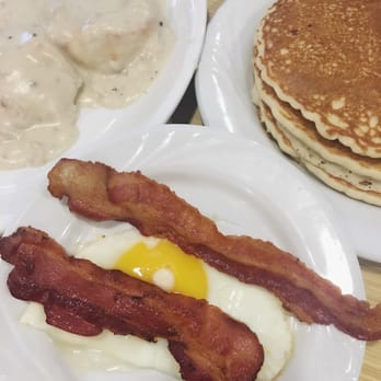 Silver Spoon Restaurant - My 1 egg, 2 bacon strips, and 3 pancakes with a side of biscuits and gravy! - Diners Near Me - Glendora, California Silver Spoon Restaurant - My 1 egg, 2 bacon strips, and 3 pancakes with a side of biscuits and gravy! - Diners Near Me - Glendora, California
