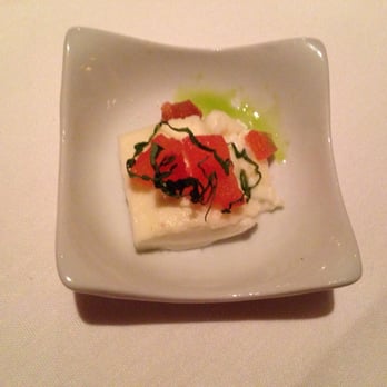 Grappa - Amuse bouche of goat cheese panacotta - Italian Near Me - Park City, Utah Grappa - Amuse bouche of goat cheese panacotta - Italian Near Me - Park City, Utah