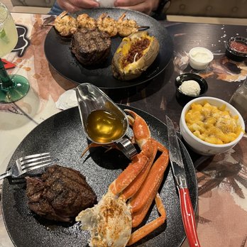 Angus Steakhouse & Seafood - Our dinners! Both filets mine 6oz, his 8oz... - Seafood Near Me - Calabash, North Carolina Angus Steakhouse & Seafood - Our dinners! Both filets mine 6oz, his 8oz... - Seafood Near Me - Calabash, North Carolina