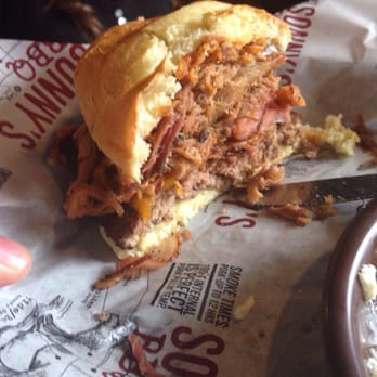 Sonny's BBQ - Huge Pit Master Burger!!! Was very good!!! - Barbeque Near Me - Rock Hill, South Carolina Sonny's BBQ - Huge Pit Master Burger!!! Was very good!!! - Barbeque Near Me - Rock Hill, South Carolina
