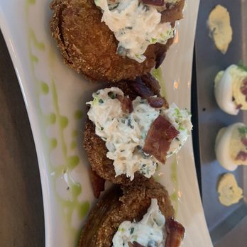 Carson Kitchen - Fried green tomatoes with crab atop - New American Near Me - Las Vegas, Nevada Carson Kitchen - Fried green tomatoes with crab atop - New American Near Me - Las Vegas, Nevada