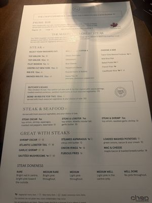 Menu photo 5 Chop Steakhouse & Bar Toronto, ON