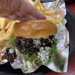 Blue cheese, mushroom and Cabernet reduction burger