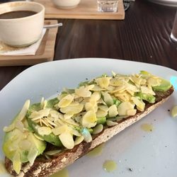 Cala Coffee - Vegan Avocado toast ( hold the cheese). Double check on the bread to make sure it's vegan.