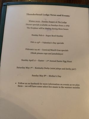 Menu photo 1 Thunderhead Lodge Andreas, PA